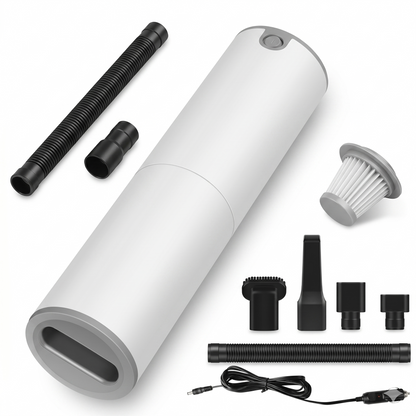 Car mini vacuum cleaner cleaning dust from the seat 