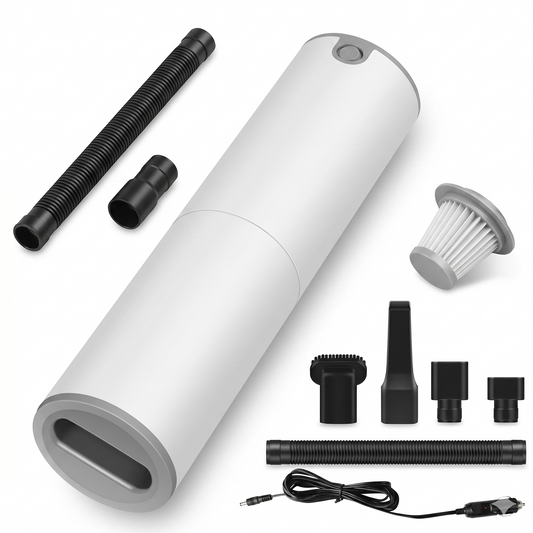 Car mini vacuum cleaner cleaning dust from the seat 