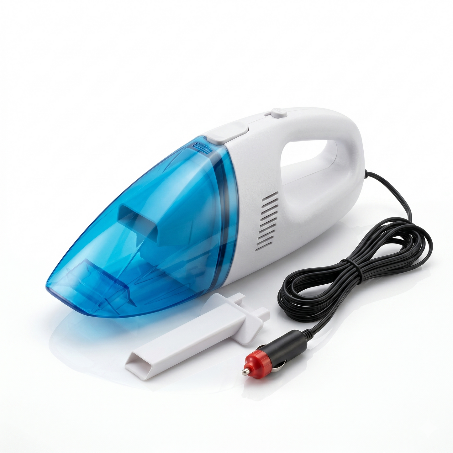 Mini car vacuum cleaner cleaning dust from car seat 